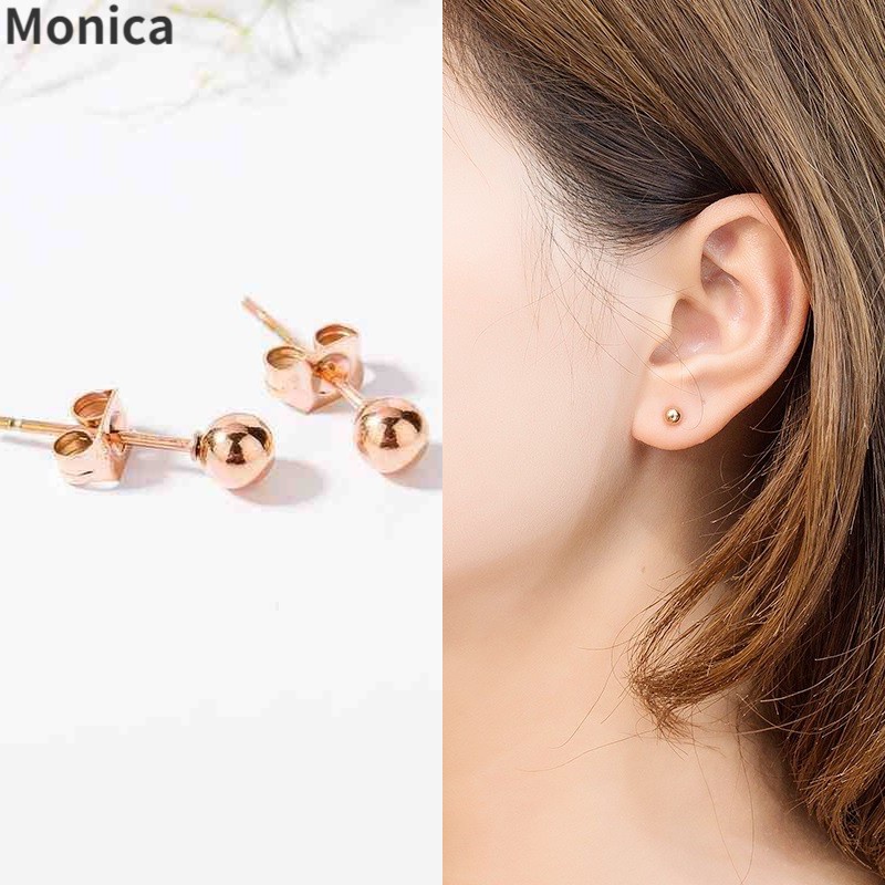 ต่างหูเหล็กไทเทเนียม 18K สีโรสโกลด์ ขนาดเล็ก ยอดนิยม