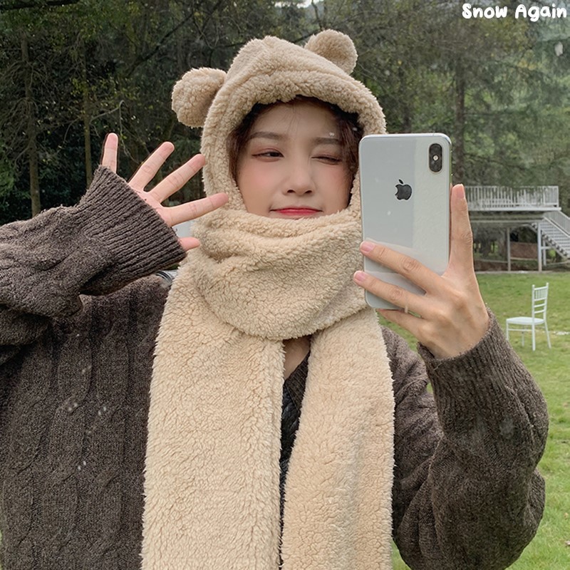 หมวกกันหนาว หมวกหูกระต่าย ผ้าพันคอหูหมี ผ้าพันคอหูกระต่าย หมวก