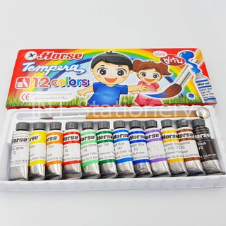 สีน้ำ 12 สี ตราม้า Tempera