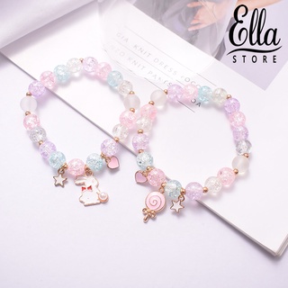 Ellastore123 สร้อยข้อมือ ประดับลูกปัดคริสตัลเทียม หลากสี กันจางหาย เครื่องประดับแฟชั่น สําหรับผู้หญิง