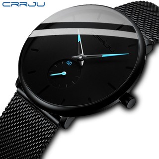 CRRJU Men Watch Fashion Casual Stainless Steel Mesh Strap Waterproof Quartz Simple Watch 2150X