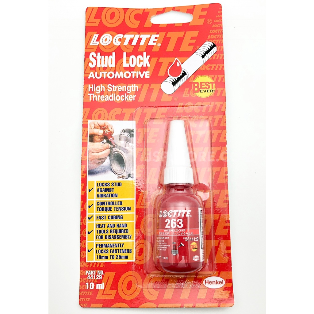 น้ำยาล็อคเกลียว LOCTITE 263 Stud Lock High Strength Threadlocker 10 ml แพ็คละ 1 หลอด