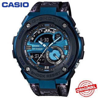 Casio G-SHOCK GST-210 นาฬิกาสำหรับผู้ชายสีดำและสีน้ำเงินนาฬิกาข้อมือสำหรับผู้ชาย