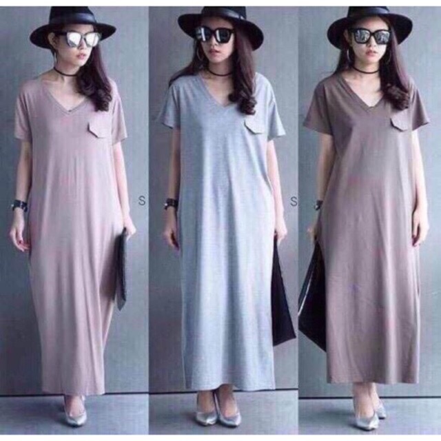 Dress (Size สาวอวบ) Maxi คอวี