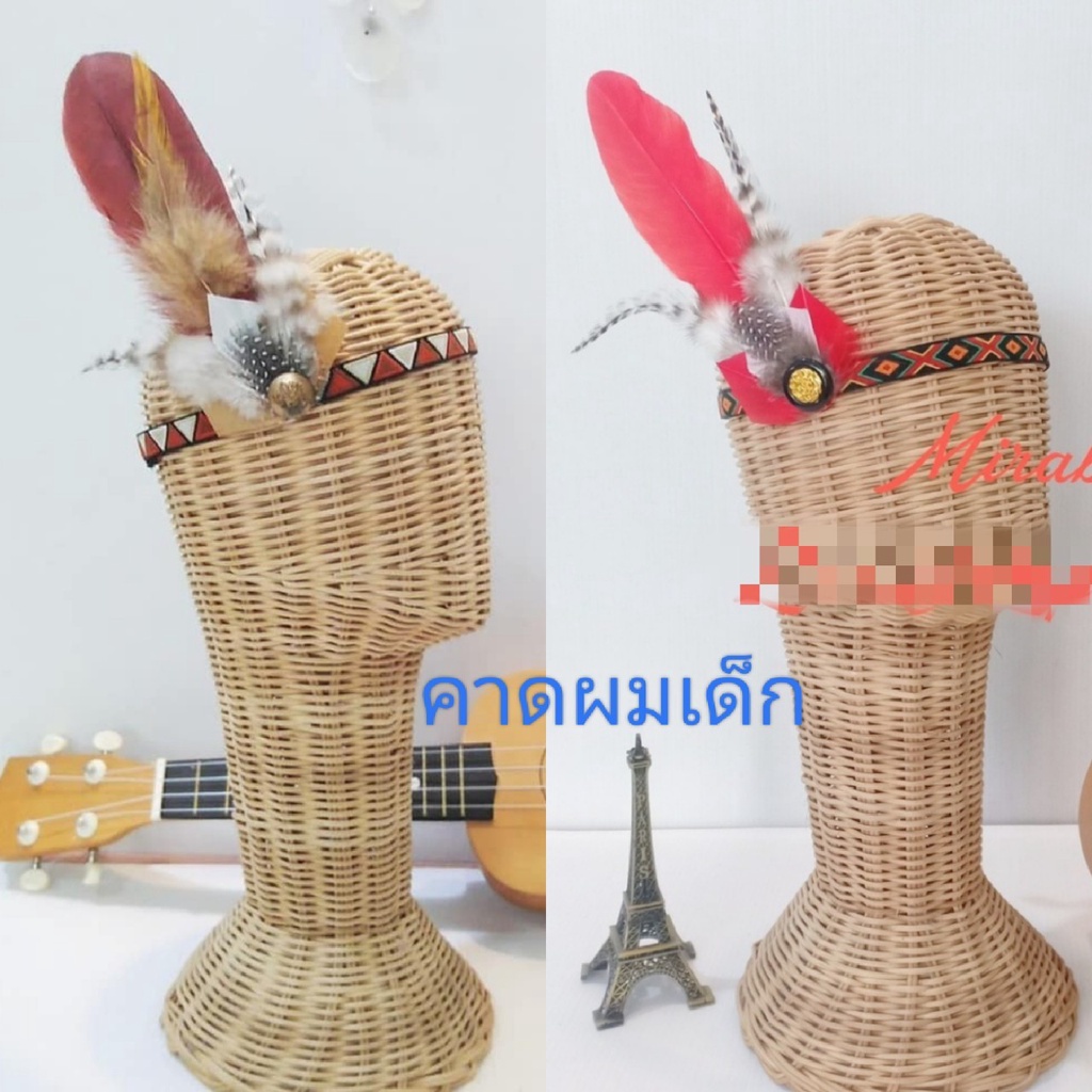 ที่คาดผมเด็ก ผู้ชาย สไตล์โบฮีเมี่ยน แต่งขนนก สำหรับเด็กมีหลายสี รอบศรีษะ 21นิ้ว เลื่อนเข้าออกได้ 2 นิ้ว