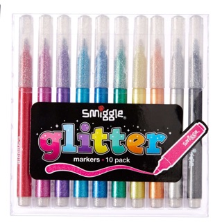 แท้💯%พร้อมส่ง เซ็ทปากกาเมจิกแบบกลิตเตอร์ smiggle Glitter marker pen pack x10