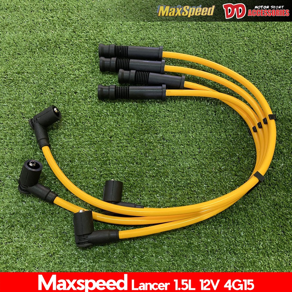 สายหัวเทียน สายหัวเทียนแต่ง สายหัวเทียนตรงรุ่น Mitsubishi Lancer E-car เครื่อง 4G15 MAXSPEED สีเหลือ