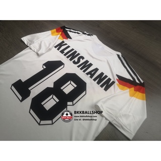 [Retro] - เสื้อฟุตบอล ย้อนยุค Germany Home เยอรมัน เหย้า ชุดแชมป์บอลโลก ปี 1990 พร้อมเบอร์ชื่อ 18 KLINSMANN