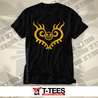 เสื้อยืดสีขาวผู้หญิง - เสื้อยืดอนิเมะ - One Piece Luffy - เสื้อสักของลอว์