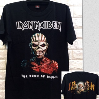 ™❧✹การพิมพ์วงร็อค Iron Maiden เสื้อเชิ้ตสีดําCOTTON m0)