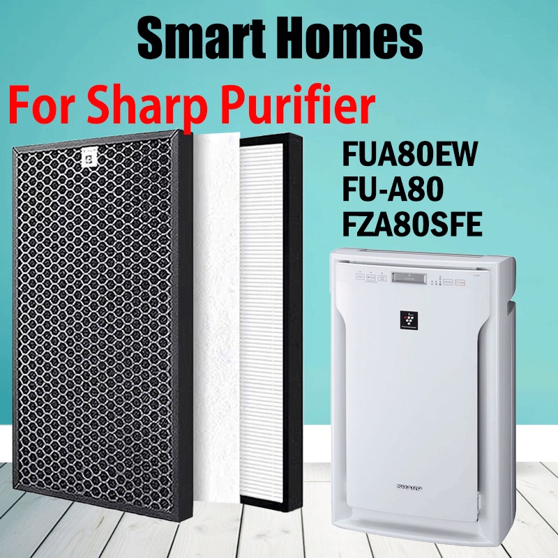 Fua80ew FZ-A80SFE เครื่องฟอกอากาศ HEPA & ฟิลเตอร์คาร์บอนกําจัดกลิ่น FU-A80E-W FUA80 FU-A80 FZA80SFE