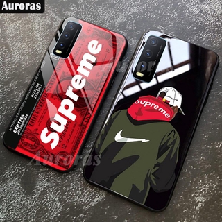 SUPREME Auroras เคสกระจกนิรภัยกันกระแทกสําหรับ Vivo Y20 2020 Y20S G Y3S Y17/Y15/Y12 V21 V21E Y12s Y72 Y52 5G เคส Y31 Y12A Y21 T1X Y01 Y76 V23E Y02S Y16 Y35 Y22 Y22S V25E V25 Pro