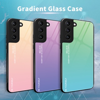 ปลอก สำหรับ Samsung Galaxy S21 FE PLUS ULTRA 5G S21FE S21plus S21ultra Gradient Tempered Glass Back Cover เคสโทรศัพท์กันกระแทก