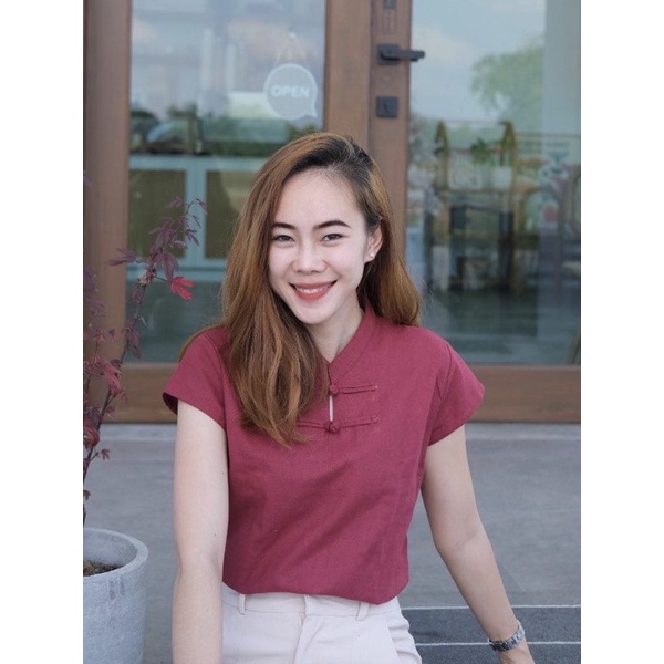 เสื้อคอจีน ผ้าฝ้าย ใส่สบาย กระดุมผ้าขอด แกะใช้งานได้ค่ะ - รูปที่ 3