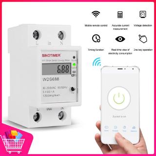 【 QI 】เครื่องวัดพลังงาน สมาร์ทมิเตอร์ 90-250V WiFi tuya smart life APP Din Rail Single-phase switch HOME