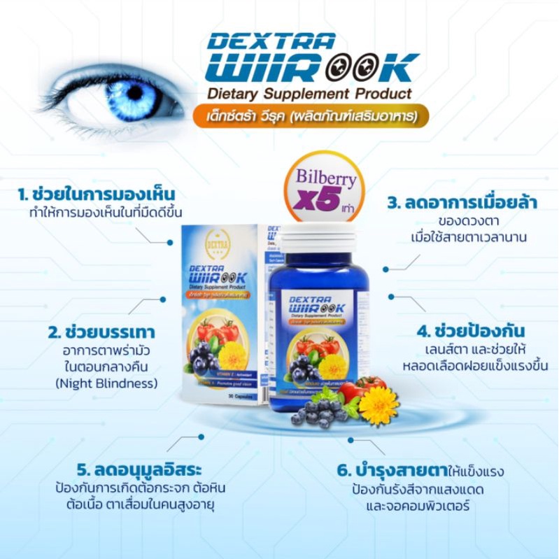 DEXTRA WIIROOK ผลิตภัณฑ์เสริมอาหารบำรุงสายตา