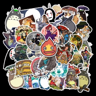 &lt;Happybay&gt; สติกเกอร์ ลายการ์ตูนอนิเมะ Spirited Away Totoro No Face Man DIY สําหรับติดตกแต่งเด็ก 50 ชิ้น