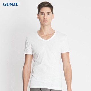 GUNZE เสื้อยืดผู้ชาย แขนสั้น คอวี รุ่น GS1631 สีขาว