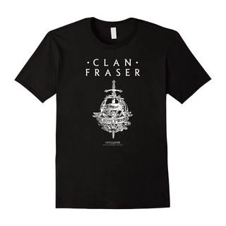 [S-5XL]Sjhja เสื้อยืดลําลอง ผ้าฝ้าย 100% แขนสั้น พิมพ์ลาย Outlander Clan Fraser With Symbol สีดํา สําหรับผู้ชาย ของขวัญว