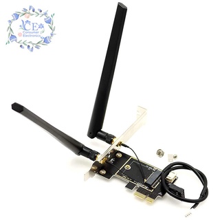 M.2 NGFF Wireless Card to PCIe Adapter Desktop WLAN Converter with 2X 6DBi Antenna for Intel AX201 AX200 9260 8265 8260