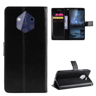 Luxury Crazy Horse PU Leather Casing Nokia 9 PureView Flip Cover Lanyard Card Holder Wallet Case