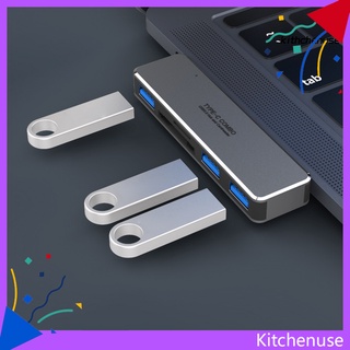 Kithchenuse 5-in-1 เครื่องอ่านการ์ด Type C เป็น USB 3.0 อเนกประสงค์ สําหรับแล็ปท็อป คอมพิวเตอร์