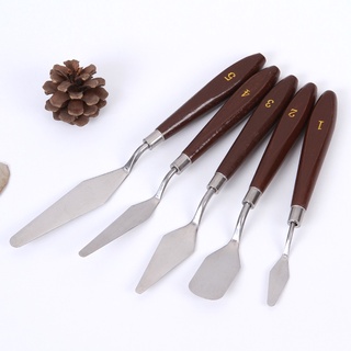 Ready Stock 5 Pcs Art Painting Knife Set Stainless Steel Pigment Scraper Spatula Knives Artist Watercolor Gouache Painting Shovel Supplies