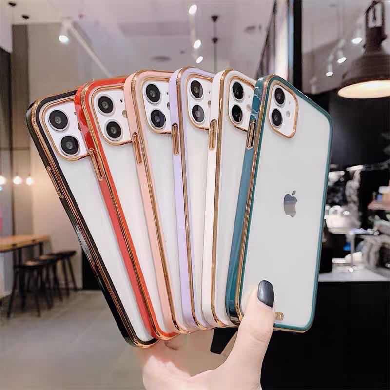 เคสขอบสีหลังใสiPhone12-12mini-12pro-12promax