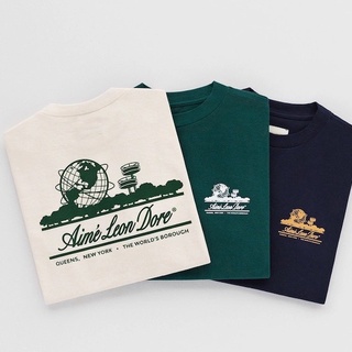 เสื้อยืดแขนสั้น พิมพ์ลายอนิเมะ Leon Dore New York Queens Landmarks สําหรับผู้ชาย