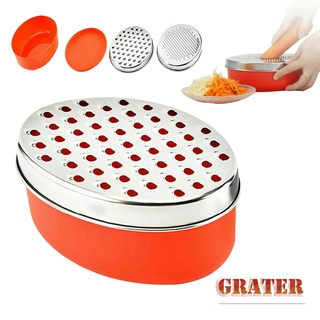 New Red Stainless Steel Cheese Grater with Container Fruits Vegetables Slicer