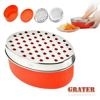 New Red Stainless Steel Cheese Grater with Container Fruits Vegetables Slicer