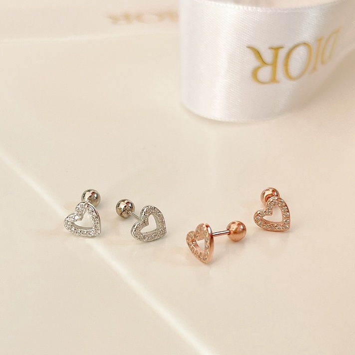 [ได้รับการรับรองเงินแท้] Suwann.na ต่างหู ต่างหูเงินแท้ จิว จิวเงินแท้ จิวหัวใจเพชร