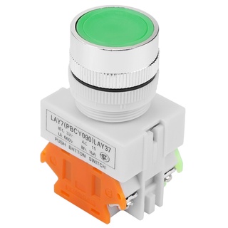 สวิตช์ กดติดปล่อยดับ Auto Reset Flat Head Green Push Button Momentary Switch 22mm Mount LAY37-11BN [สวิตช์ปุ่มชั่วขณะ]