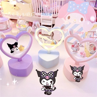 Kawaii Sanrio โคมไฟตั้งโต๊ะ Led ลายการ์ตูนอนิเมะ Mymelody Kuromi Cinnamoroll Kitty โรแมนติก สําหรับตกแต่งข้างเตียง