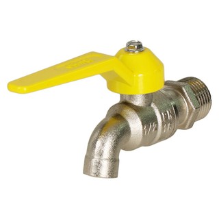 Water faucet BALL TAP FLUSSO YELLOW 1/2" Water valve Water supply system ก๊อกน้ำสนาม ก๊อกบอล FLUSSO สีเหลือง 1/2 นิ้ว วา