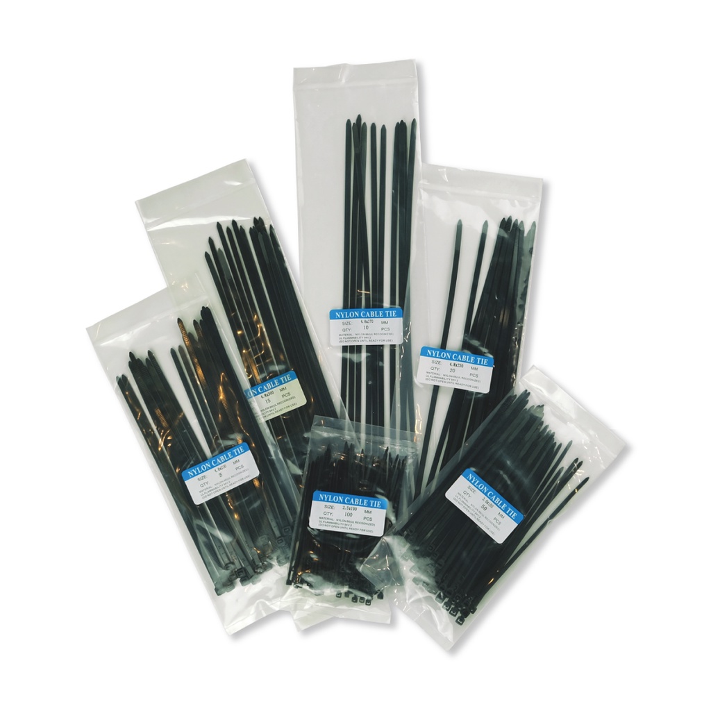 เคเบิ้ลไทร์ 4 6 8 10 12 15 นิ้ว Cable Tie สายรัด พลาสติก หนวดกุ้ง ขาว ดำ  เกรด A+ เป็นมิตร Penmitr - รูปที่ 2