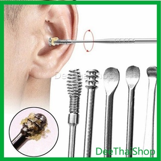 Dee Thai ชุดไม้แคะหู พร้อมกล่องใส่ คุณภาพดี 6 ชิ้น วัสดุสเตน…