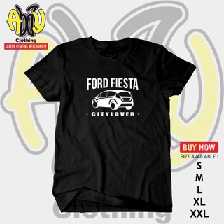 เสื้อยืดแขนสั้น ผ้าฝ้าย พิมพ์ลาย FORD PIESTA CITYLOVER Combed 30s สีดําสามารถปรับแต่งได้