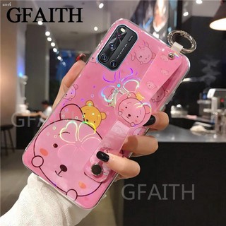 เคสโทรศัพท์ VIVO V19 V17 Case With Wristband Holder Silicone New Cute Cartoon Bear Cherry Blossoms เคส วีโว่ วี19