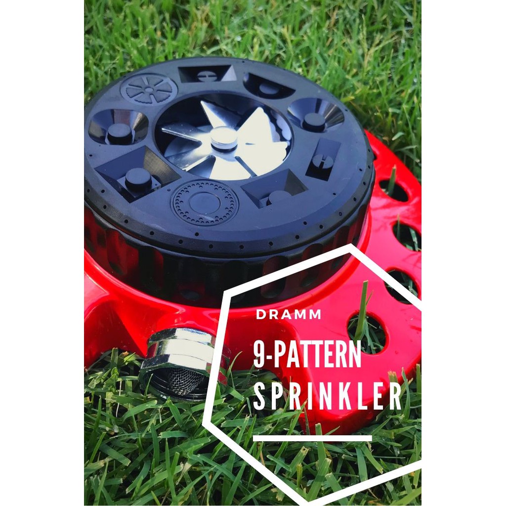 ที่รดน้ำหญ้า Dramm Metal Base ColorStorm 9-Pattern Turret Sprinkler w Heavy-Duty Metal Base USA Impo