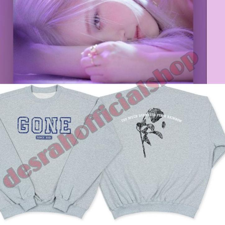 ใหม่! เสื้อกันหนาว rose blackpink GONE project R GONE SINCE 2021 SWEATSHIRT สีเทา ✓