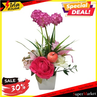 กระถางดอกไม้ชุด ฟ้าและดอกไม้ สีชมพู ต้นไม้ประดิษฐ์ ARTIFICIAL FLOWER SET IN POT FAHLAEDOKMAI PINK อุปกรณ์ตกแต่งสวน