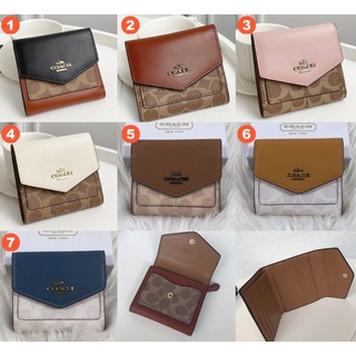 Coach 31548 กระเป๋าสตางค์ใบเล็กสีคัลเลอร์บล็อค ซิกเนเจอร์แคนวาส Women Fold Short Purse