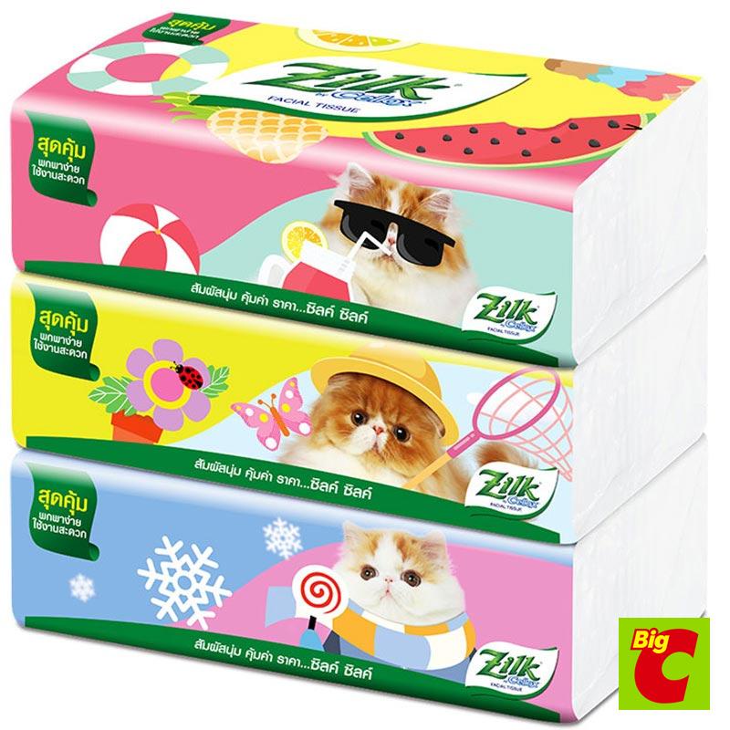 ซิลค์ กระดาษเช็ดหน้า ซอฟท์แพ็ค หนา 2 ชั้น แพ็ค 8+2 pcs.