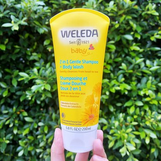 70% OFF Sale! EXP: 09/22 แชมพู + อาบน้ำ สำหรับทารก 2-in-1 Gentle Shampoo + Body Wash Calendula Extracts 200 ml (Weleda®)