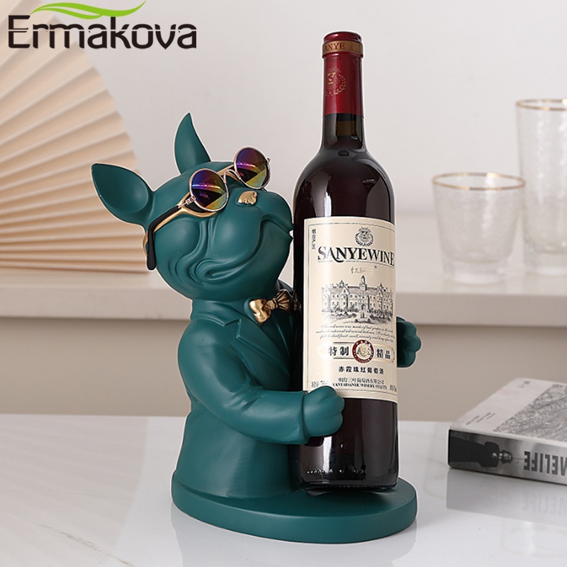 ERMAKOVA Nordic Minimalist Creative Wine Holder Bulldog Statue Animal ...