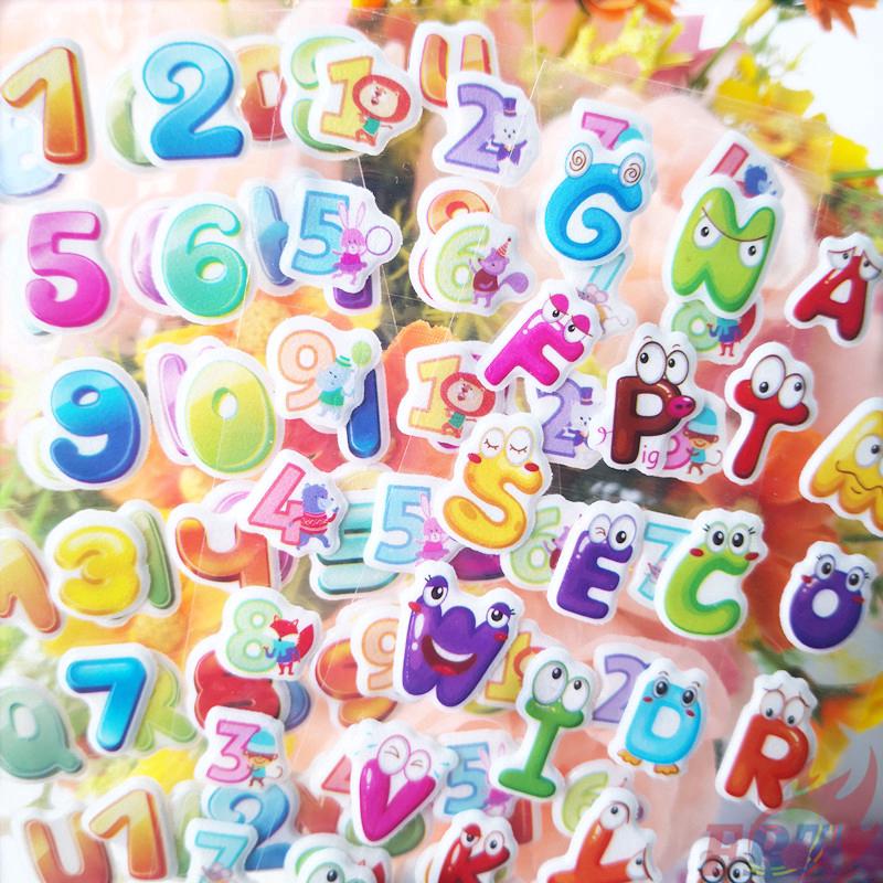 1 Sheet ▶ Letters / Numbers Educational Toys สติ๊กเกอร์ ◀ Cartoon 3D DIY Reward สติ๊กเกอร์