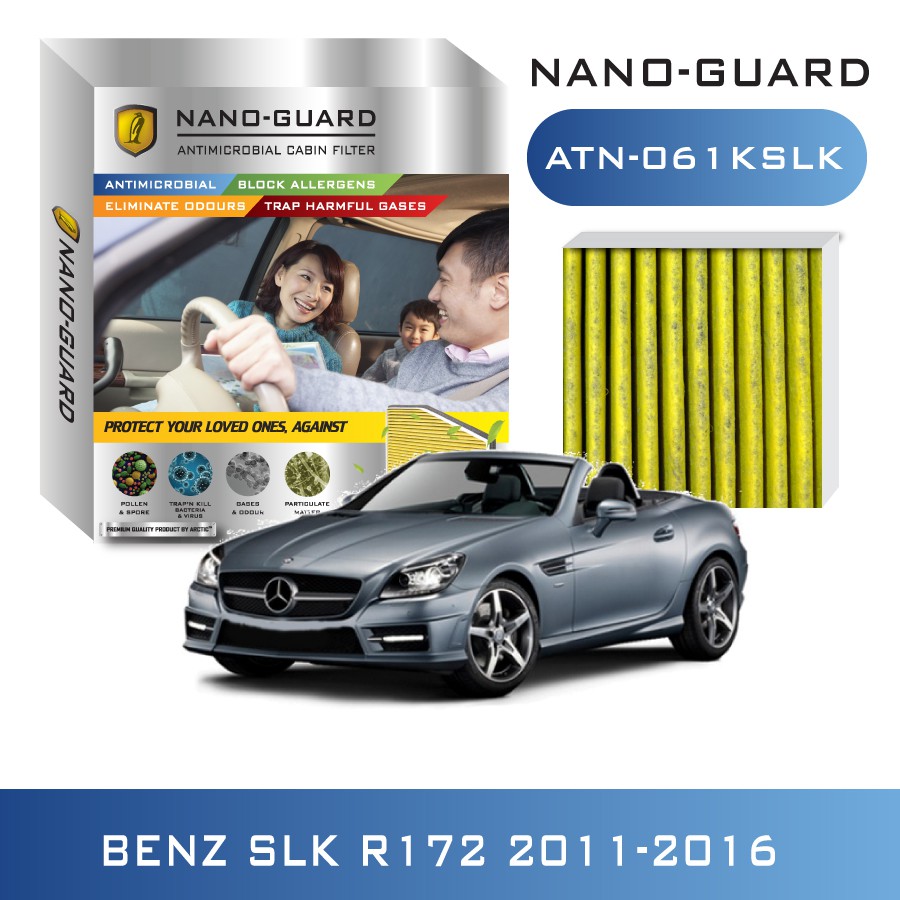 Benz SLK R172 (2011-2016) ATN-061KSLK (กรองแอร์ ARCTIC NANO-GUARD FILTER ฆ่าเชื้อโรค+ดูดกลิ่นเหม็น+ด