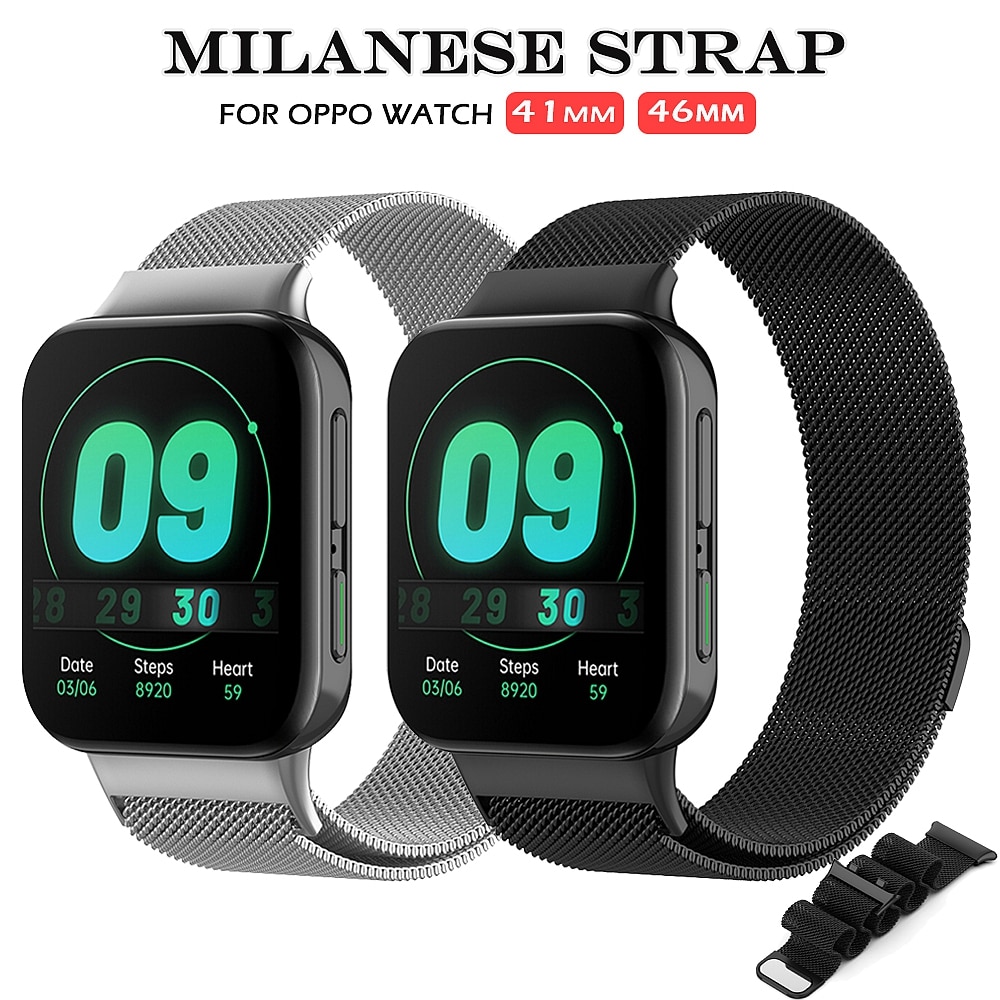 สายนาฬิกา Milanese Loop สําหรับ Oppo Watch 41 มม. 46 มม. สร้อยข้อมือสายรัดข้อมือสแตนเลส