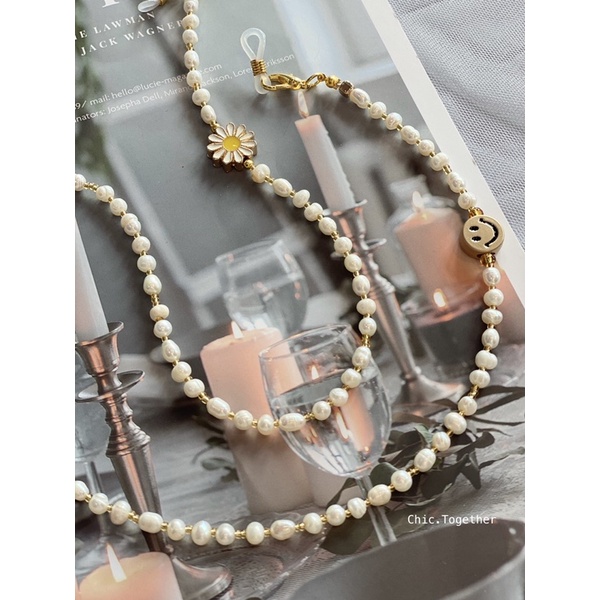 Pearl Mask Strap สายคล้องแมส และแว่นตา รุ่นมุกน้ำจืดแท้ ใสกับชาร์มน่ารักๆ เรียบหรูมากๆค่า